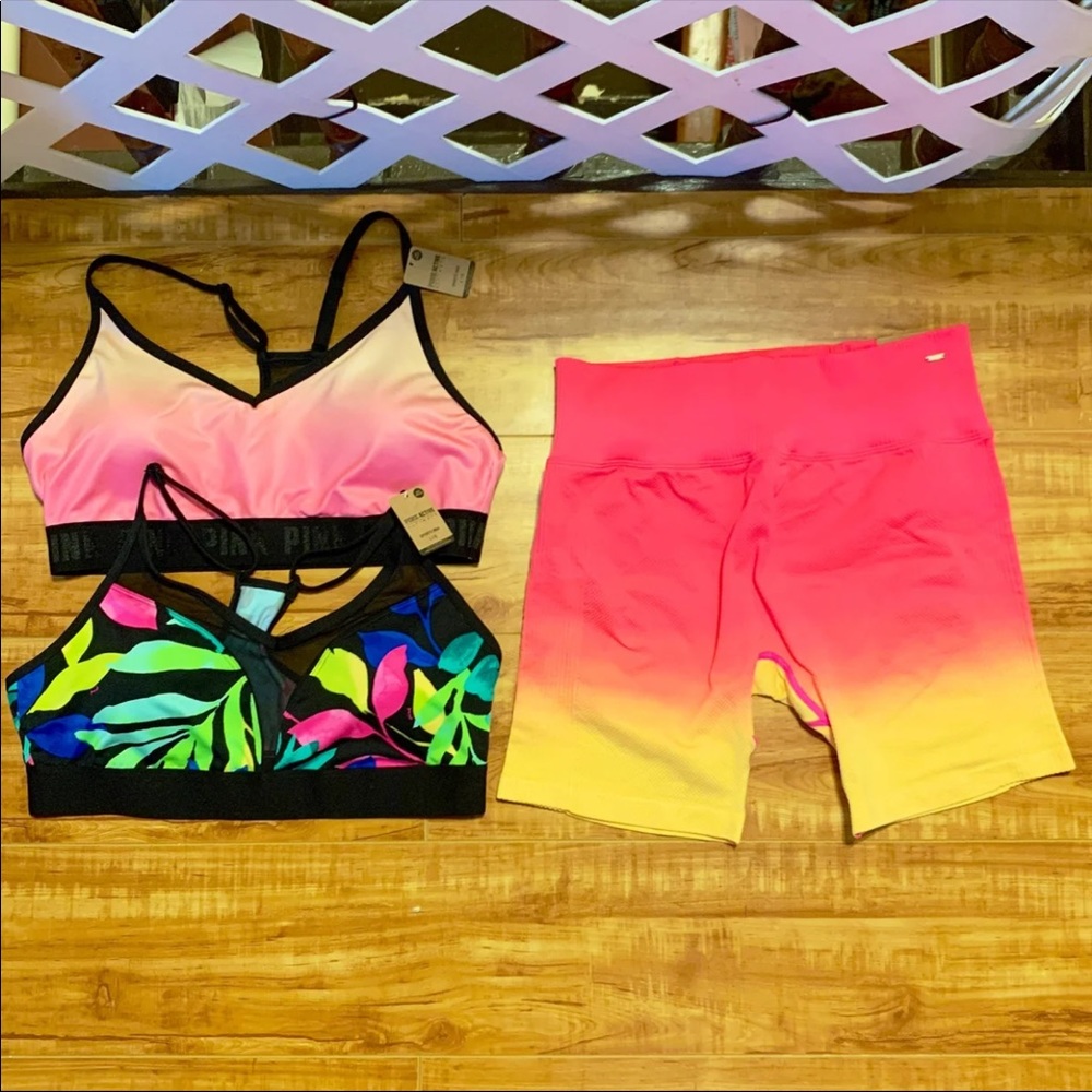 Pink Sports Bras & Short